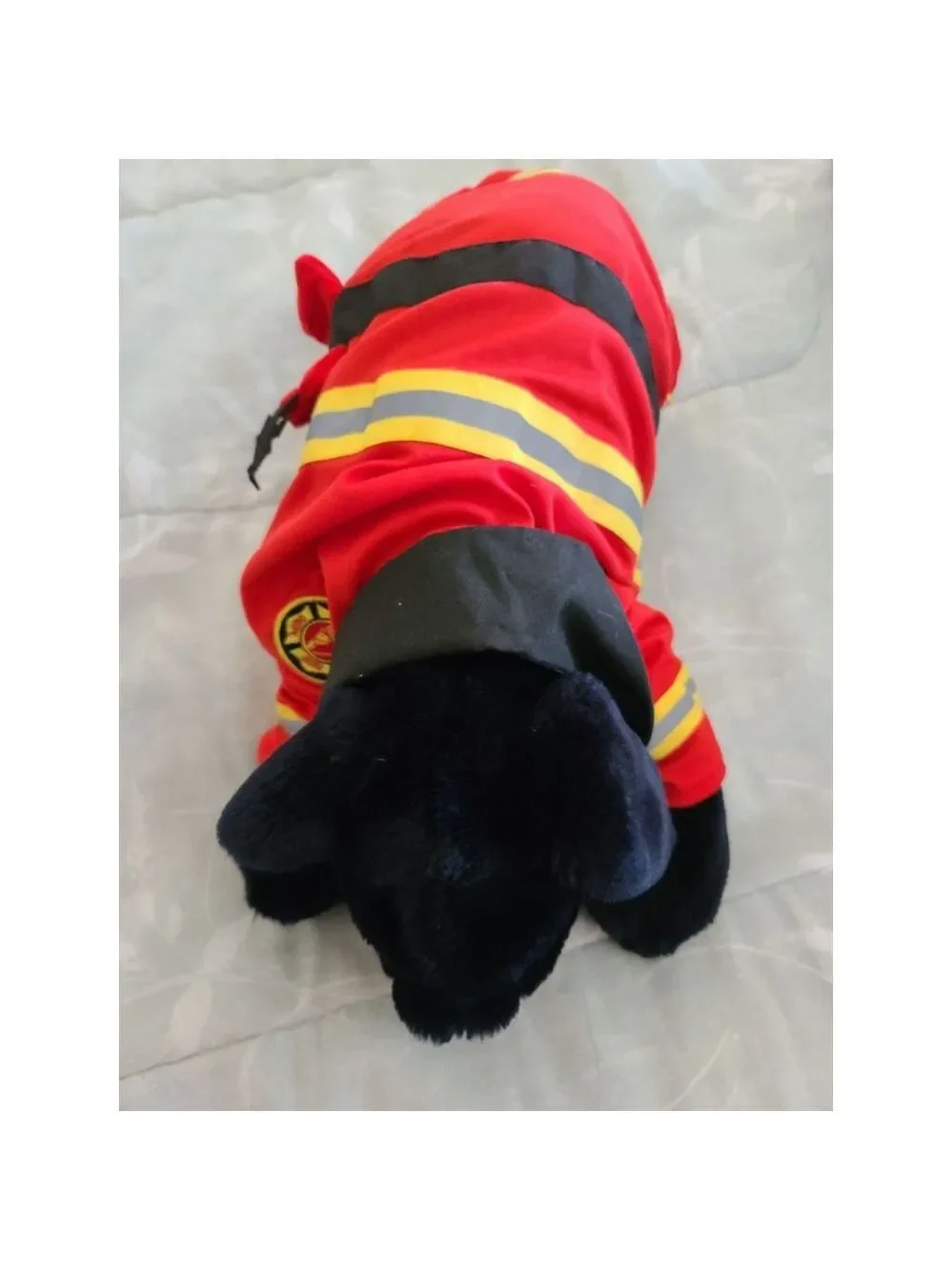 Dog Firefighter Costume, Reflective Red & Black, M